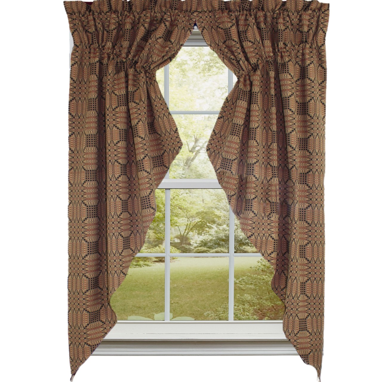 連休値下marge Jacquard drape cummerbund Trenton Jacquard Prairie Gathered Curtains - 72x63 - Country