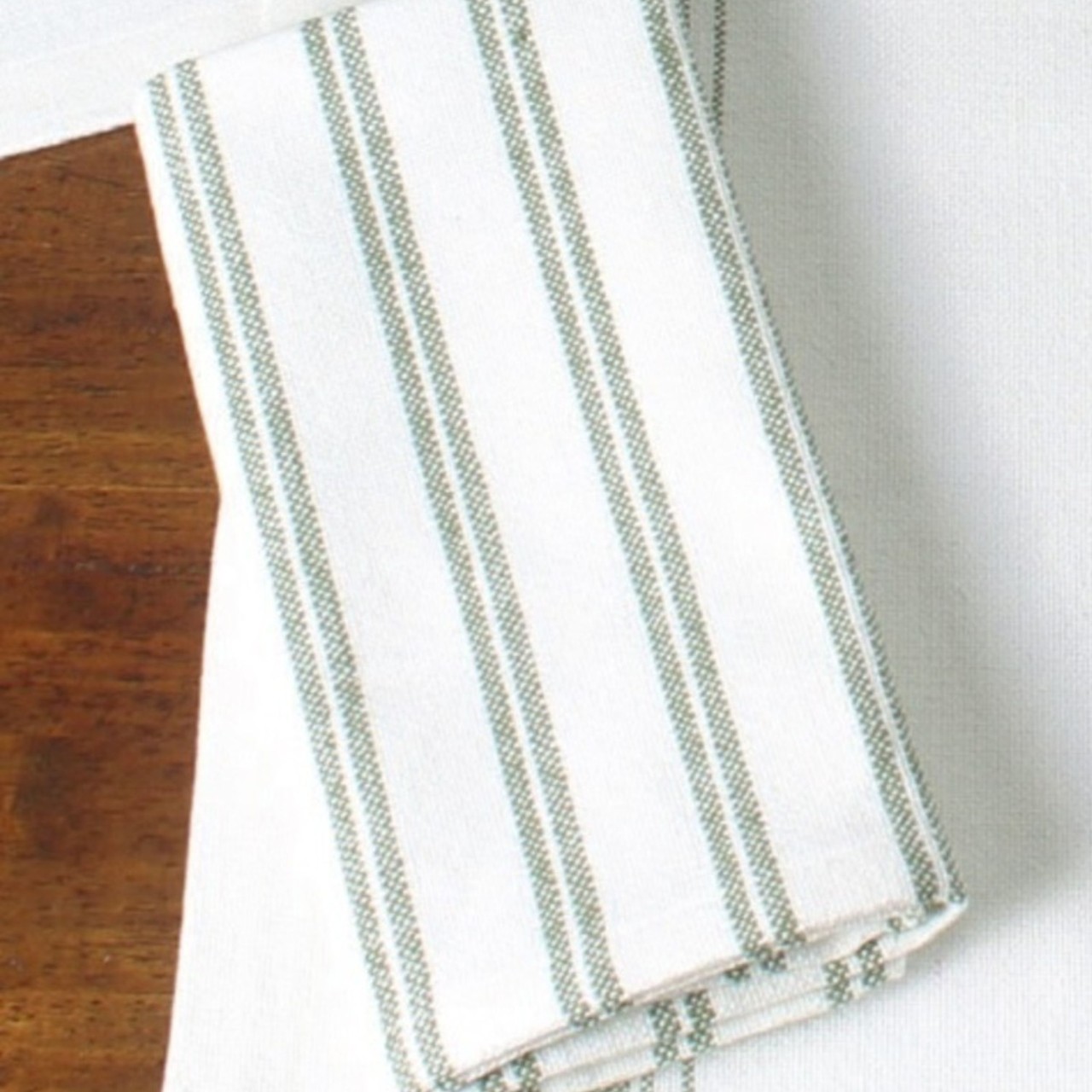Grain Sack Stripe Sage Napkins - Set of 6 - Thumbnail 4