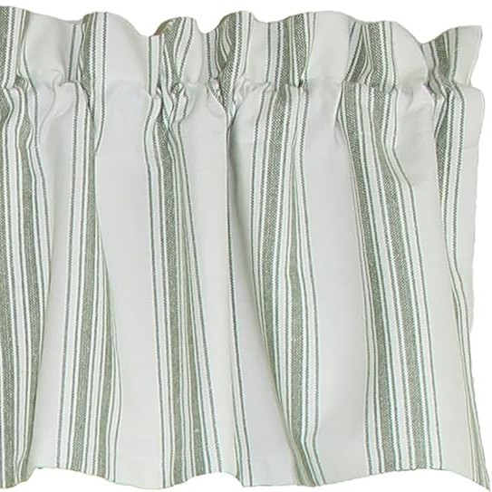 Grain Sack Stripe Sage Valance