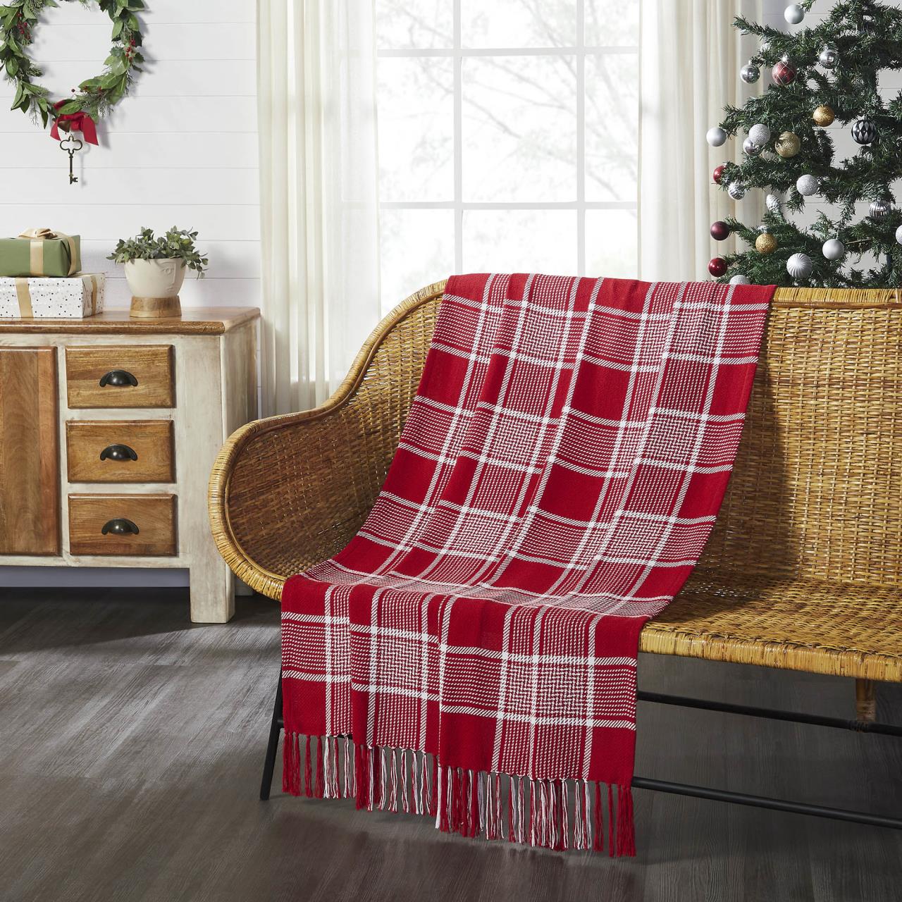 Eston Red Plaid Throw Blanket - 50x60 | Country Village Shoppe