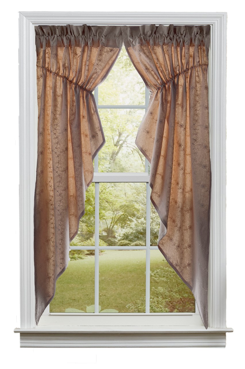 Candlewicking Prairie Gathered Curtains - Taupe 72x63 - Country