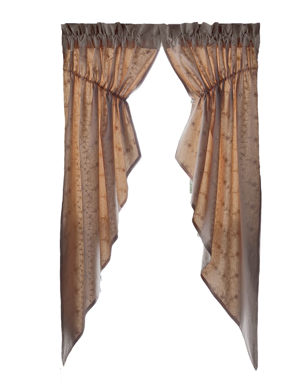 Candlewicking Prairie Gathered Curtains - Taupe 72x63 - Country