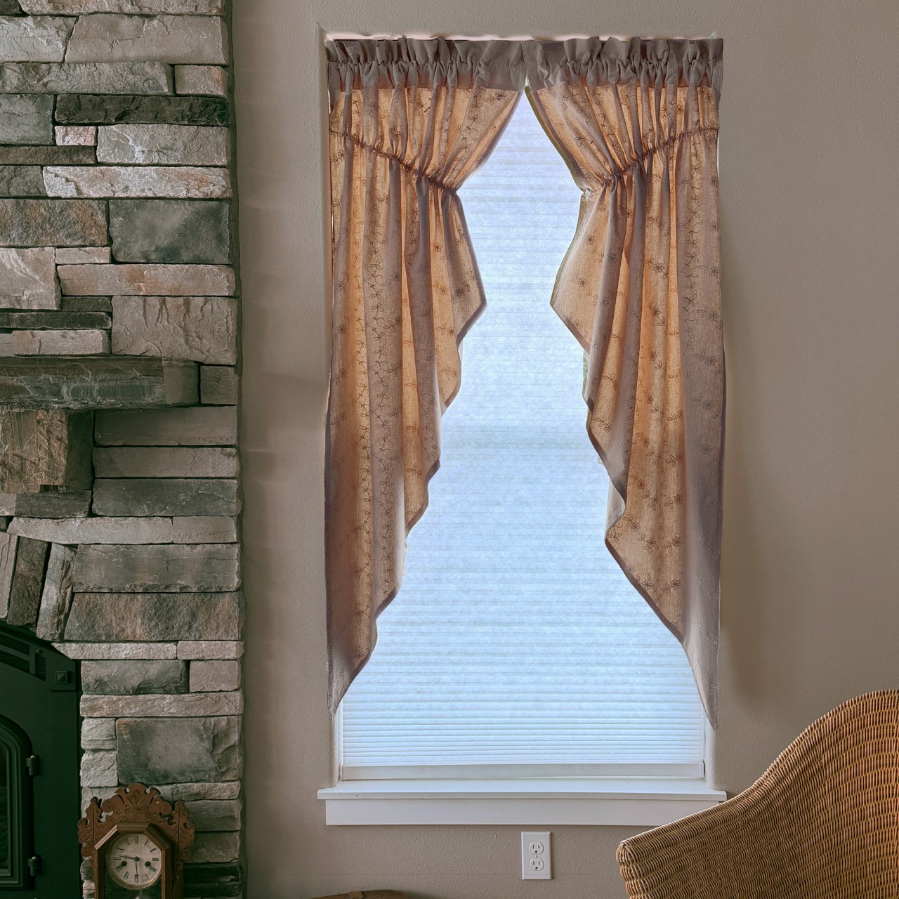 Candlewicking Prairie Gathered Curtains - Taupe 72x63 - Country