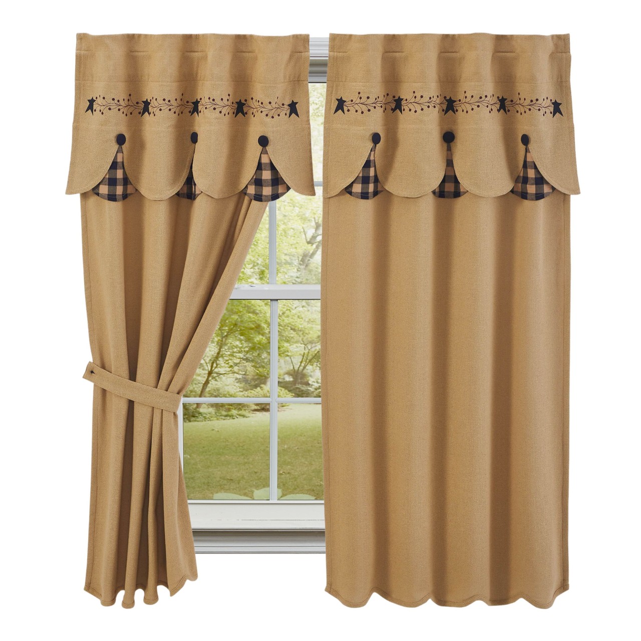 Pip Vinestar Panel With Lined Layered Valance - Set of 2