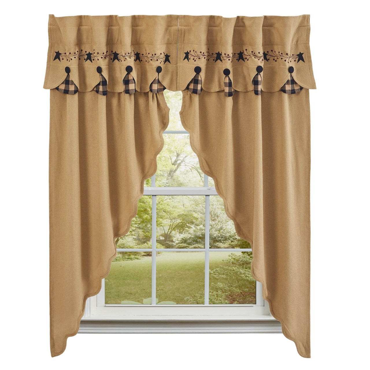 カーテン pie Pip Vinestar Lined Layered Prairie Gathered Curtains - Set of 2