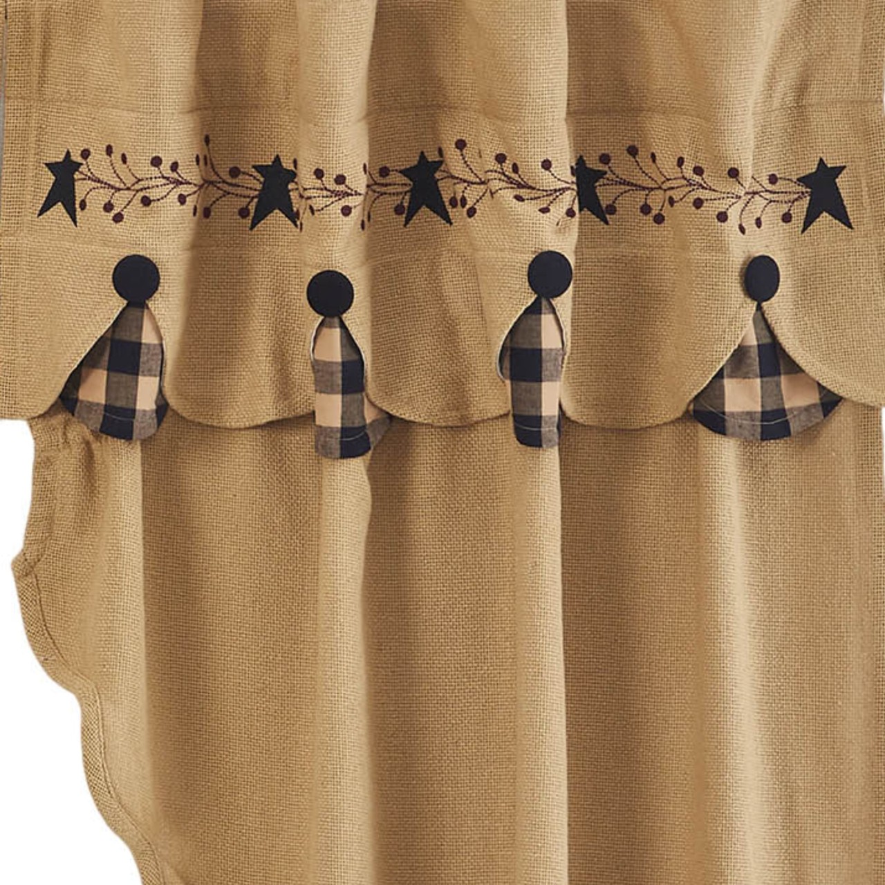 Pip Vinestar Lined Layered Prairie Gathered Curtains - Set of 2