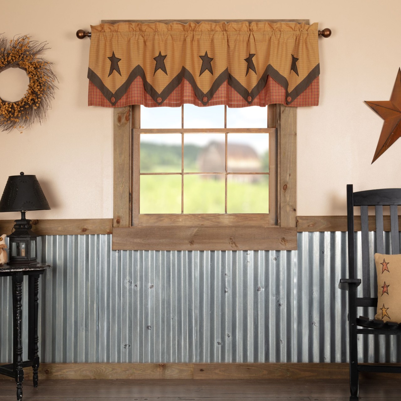 Stratton Primitive Star Lined Layered Valance - Thumbnail 2