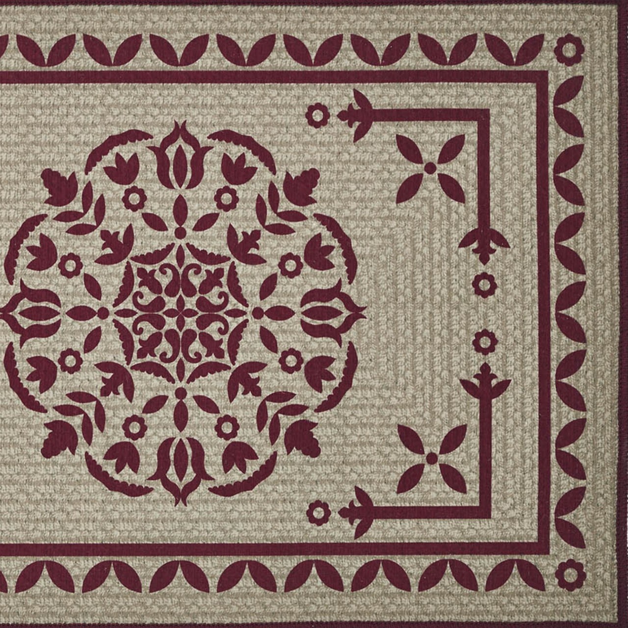Custom House Burgundy Tan Jacquard Bath Mat - Thumbnail 3