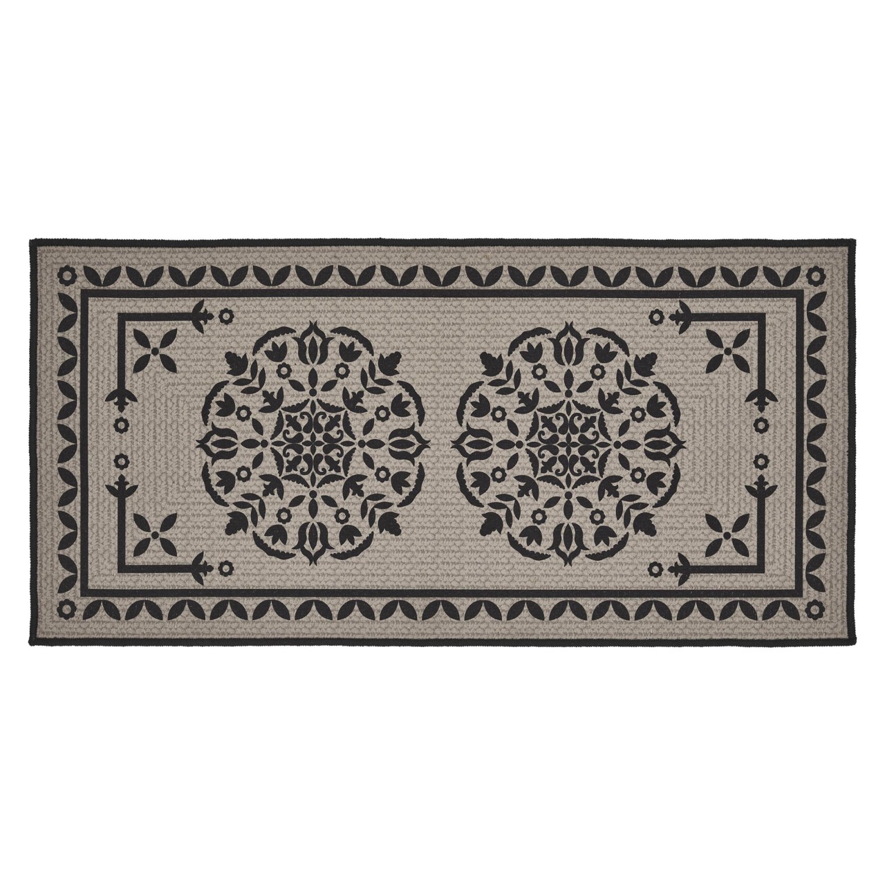 Custom House Black Tan Jacquard Bath Mat - Thumbnail 3