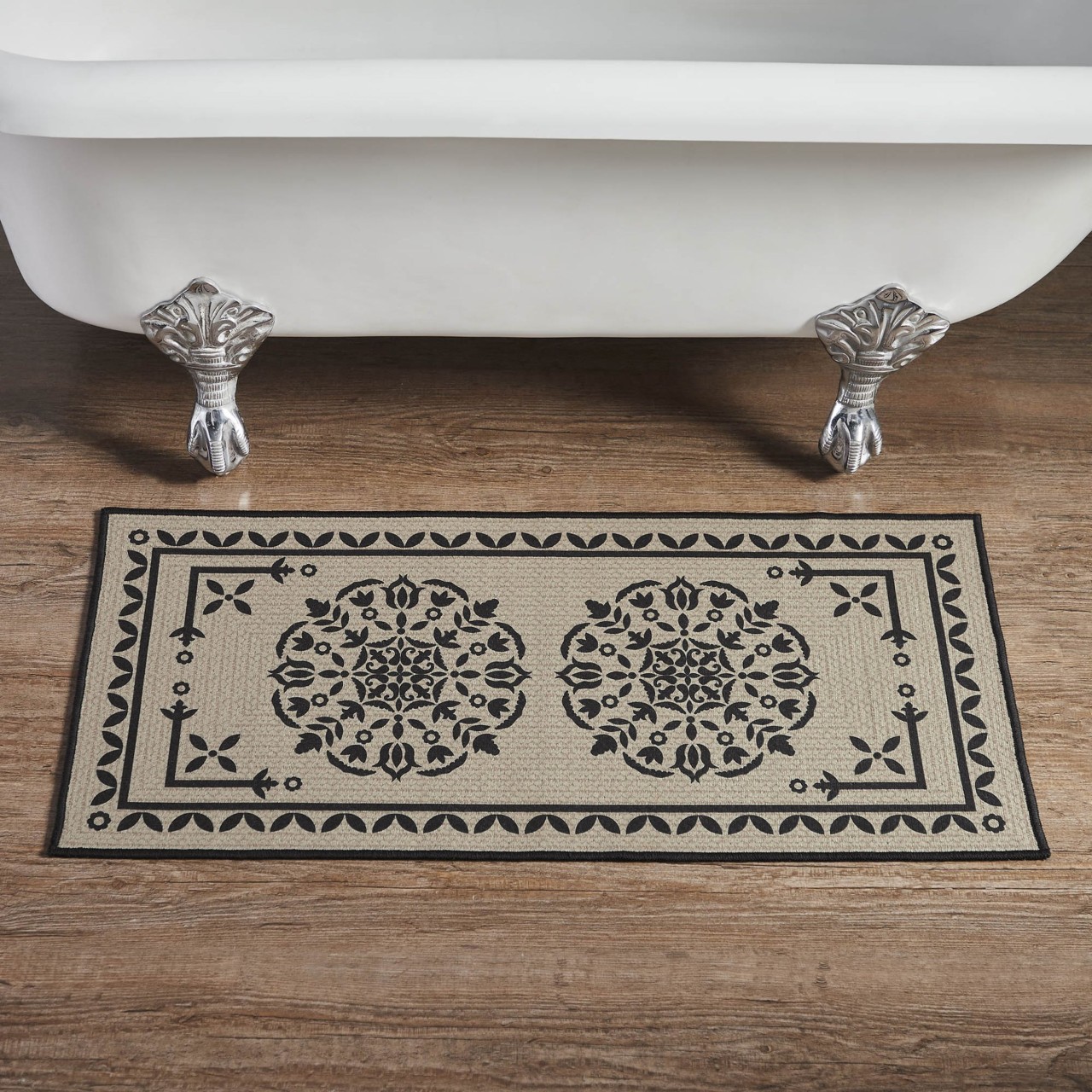 Custom House Black Tan Jacquard Bath Mat - Thumbnail 2
