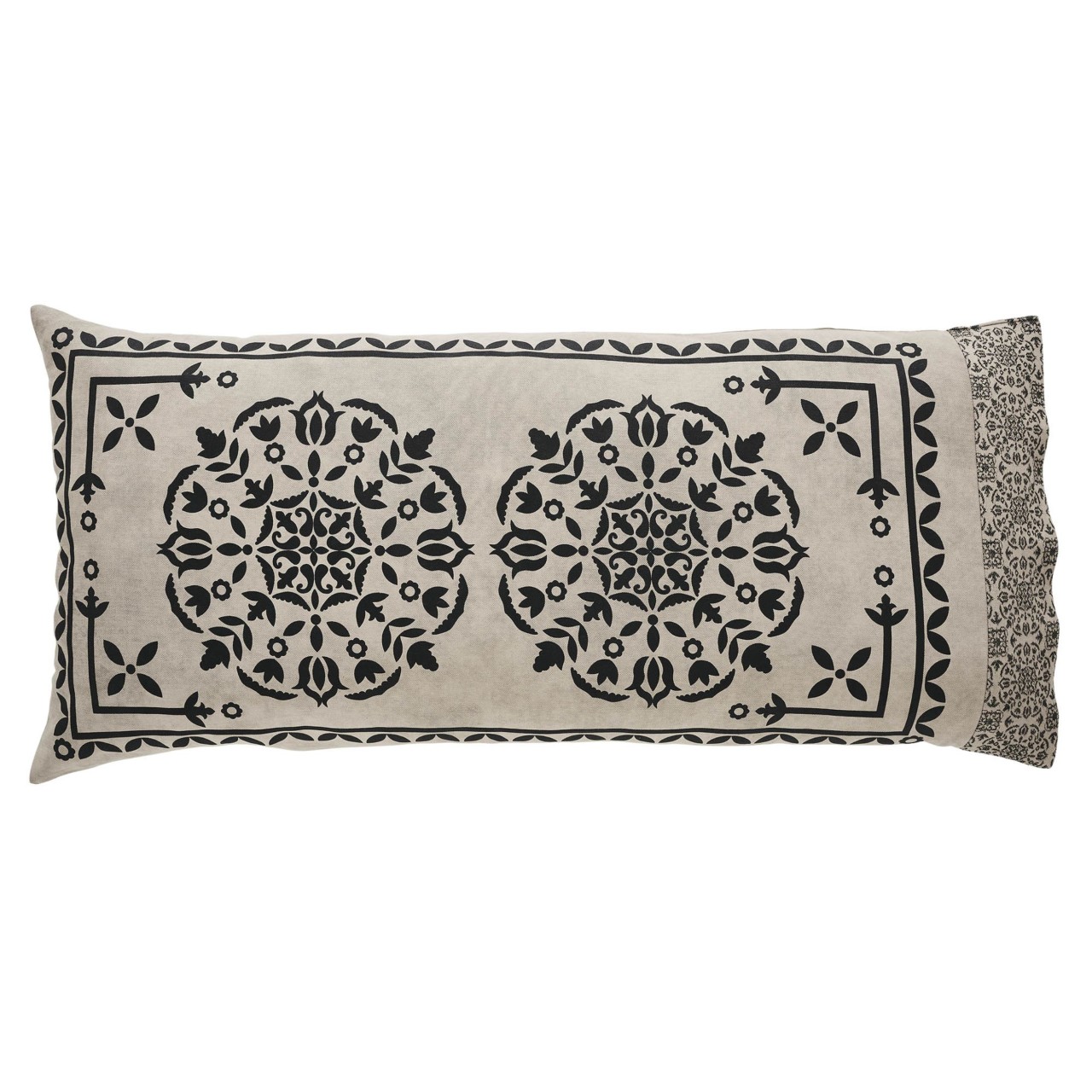 Custom House Black Tan Jacquard Pillowcases - King Set of 2 - Thumbnail 3