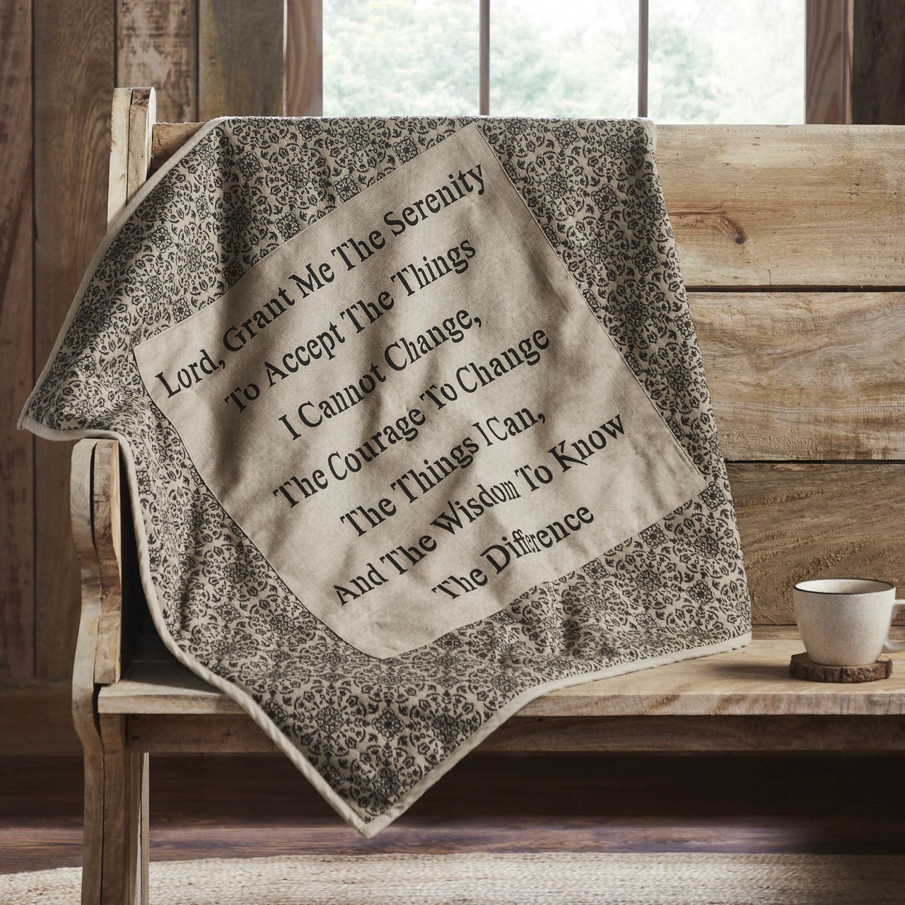 Custom House Burgundy Tan Jacquard Quilted Lap Throw - Thumbnail 3