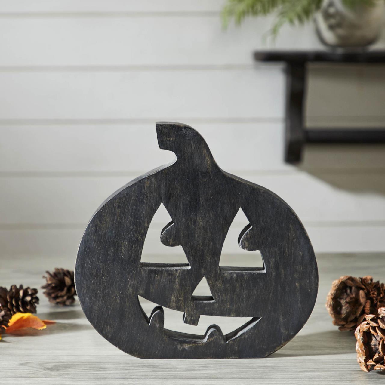 Jack O Lantern Black Wood Decor - Country Village Shoppe