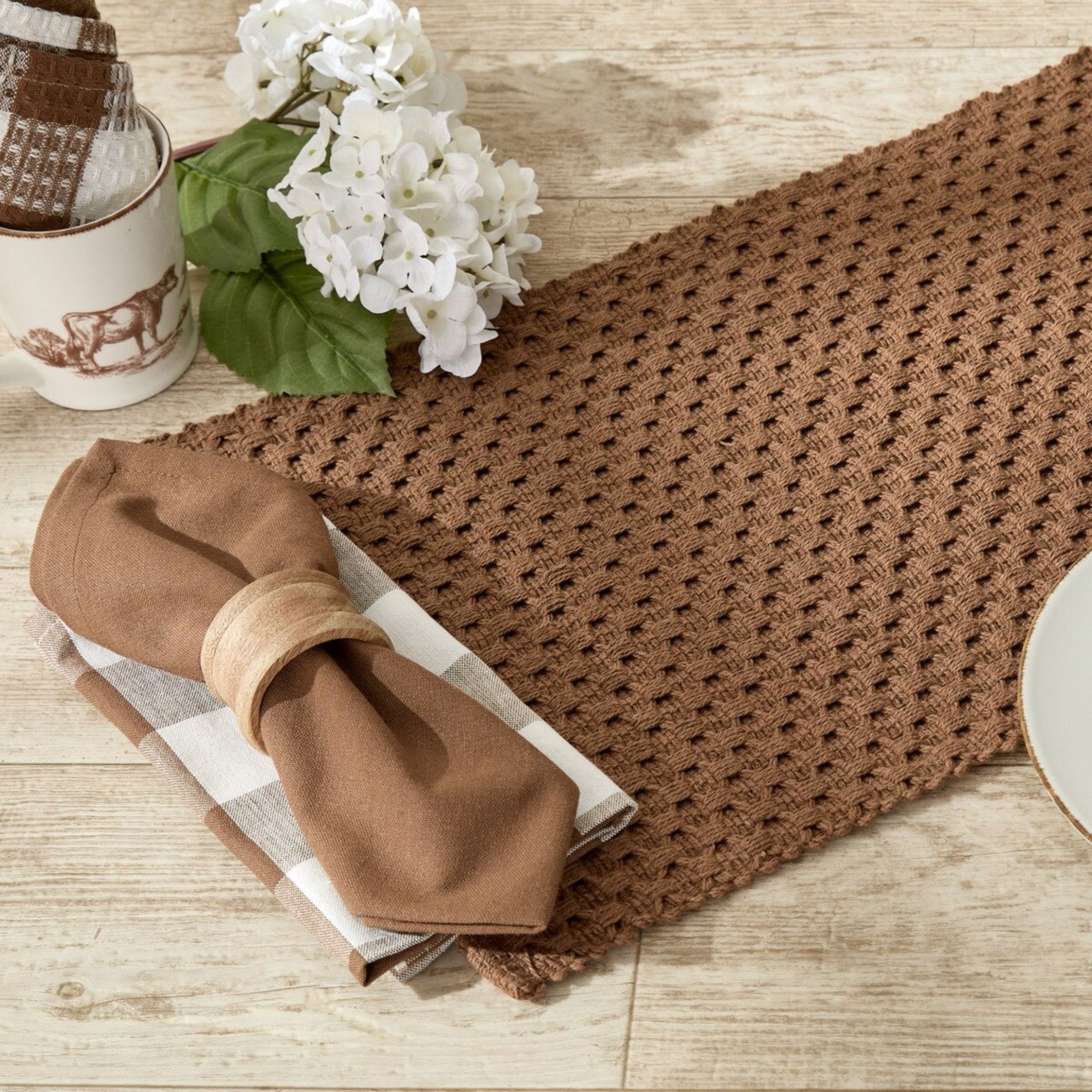 table runner 「天井格子」　帯リメイク　 正絹　長長尺 Chadwick Table Runners - Brown - Country Village Shoppe