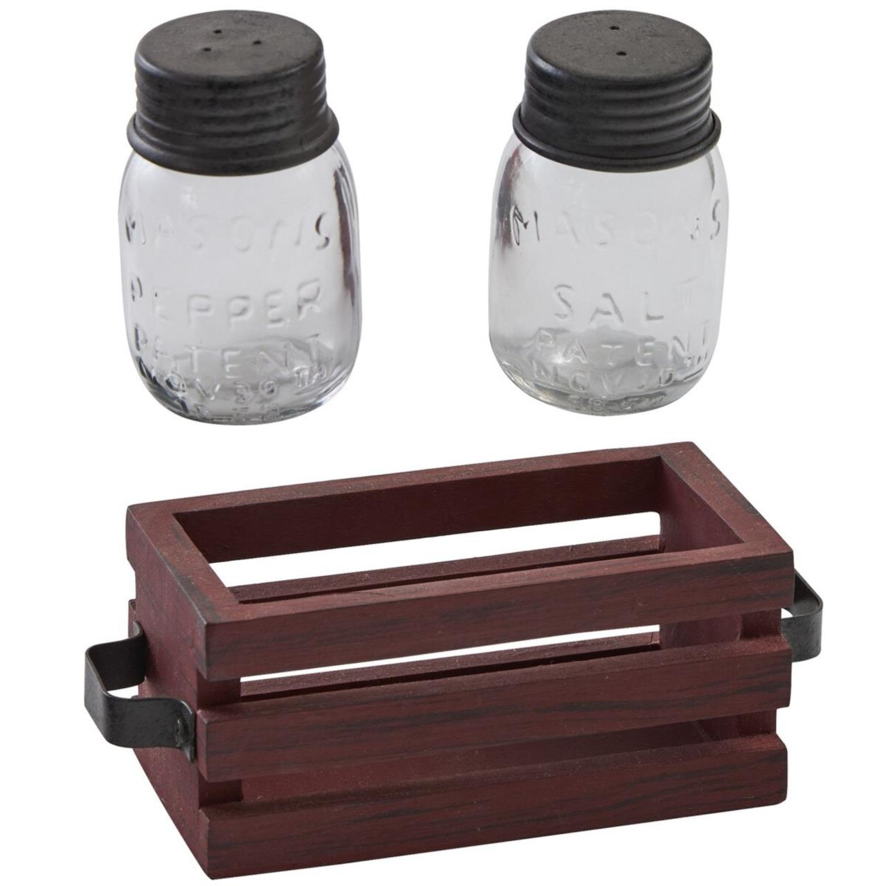 Cozy Farmhouse Salt & Pepper Set With Caddy - Country Village Shoppe