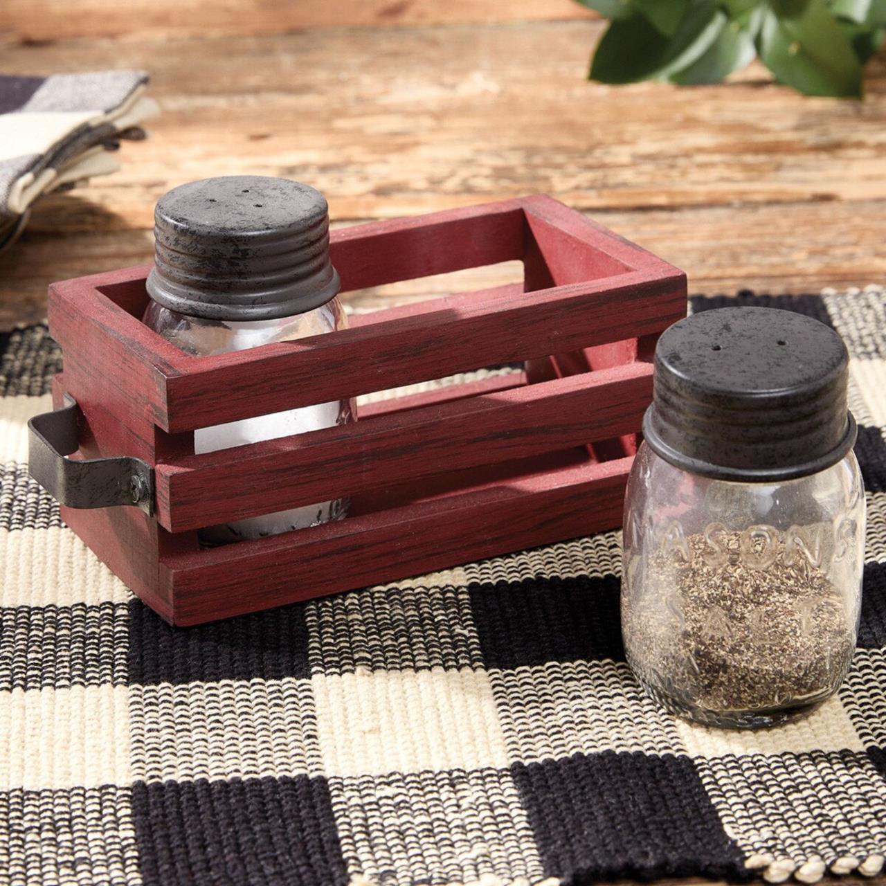 Cozy Farmhouse Salt & Pepper Set With Caddy - Country Village Shoppe