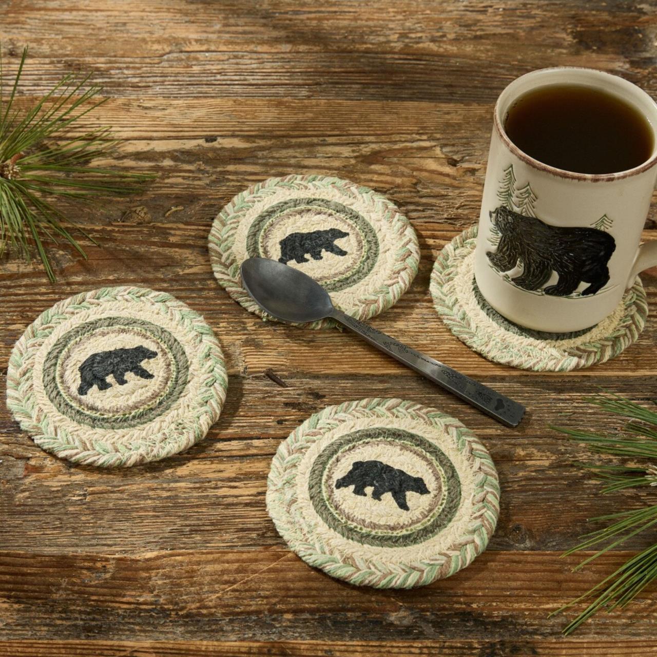 Country Pines Bear Coasters - Braided Set of 4 - Thumbnail 3