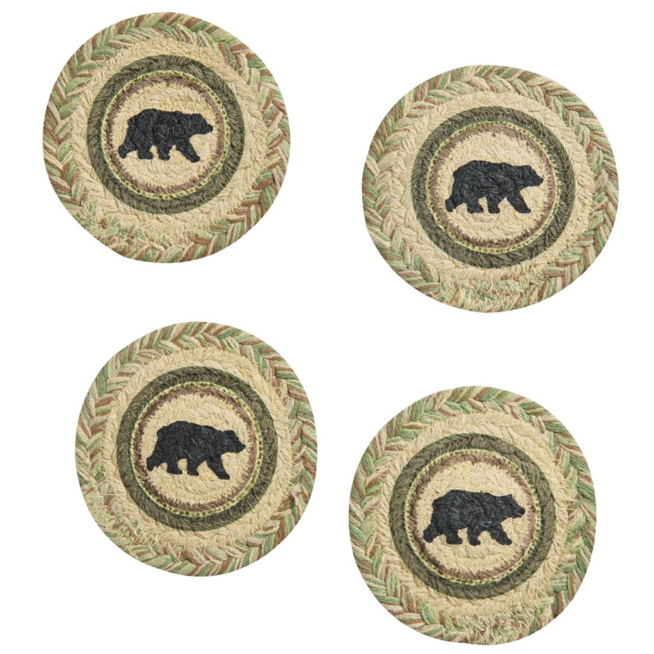 Country Pines Bear Coasters - Braided Set of 4
