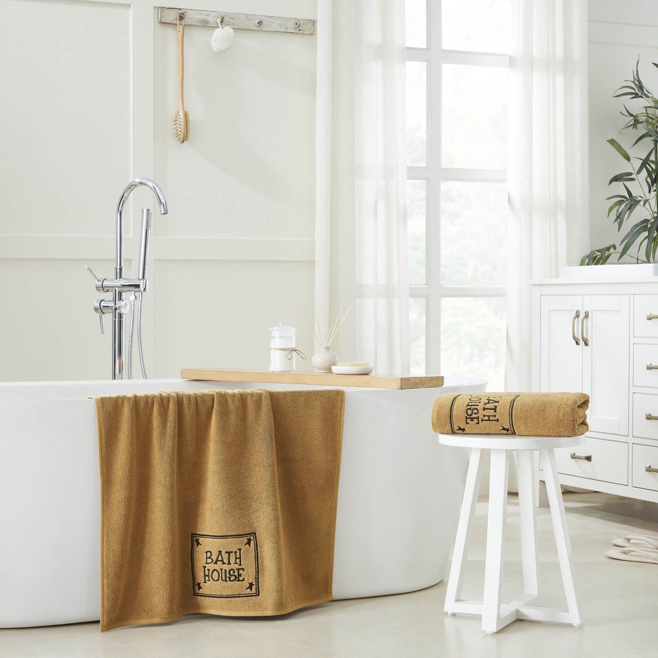 Bath House Primitive Stars Tan Bath Towels - Thumbnail 4