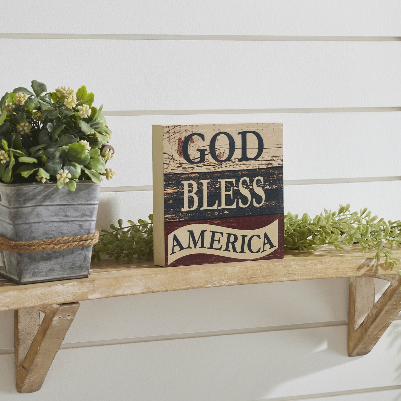 God Bless America Block Sign - 6x6 - Country Village Shoppe