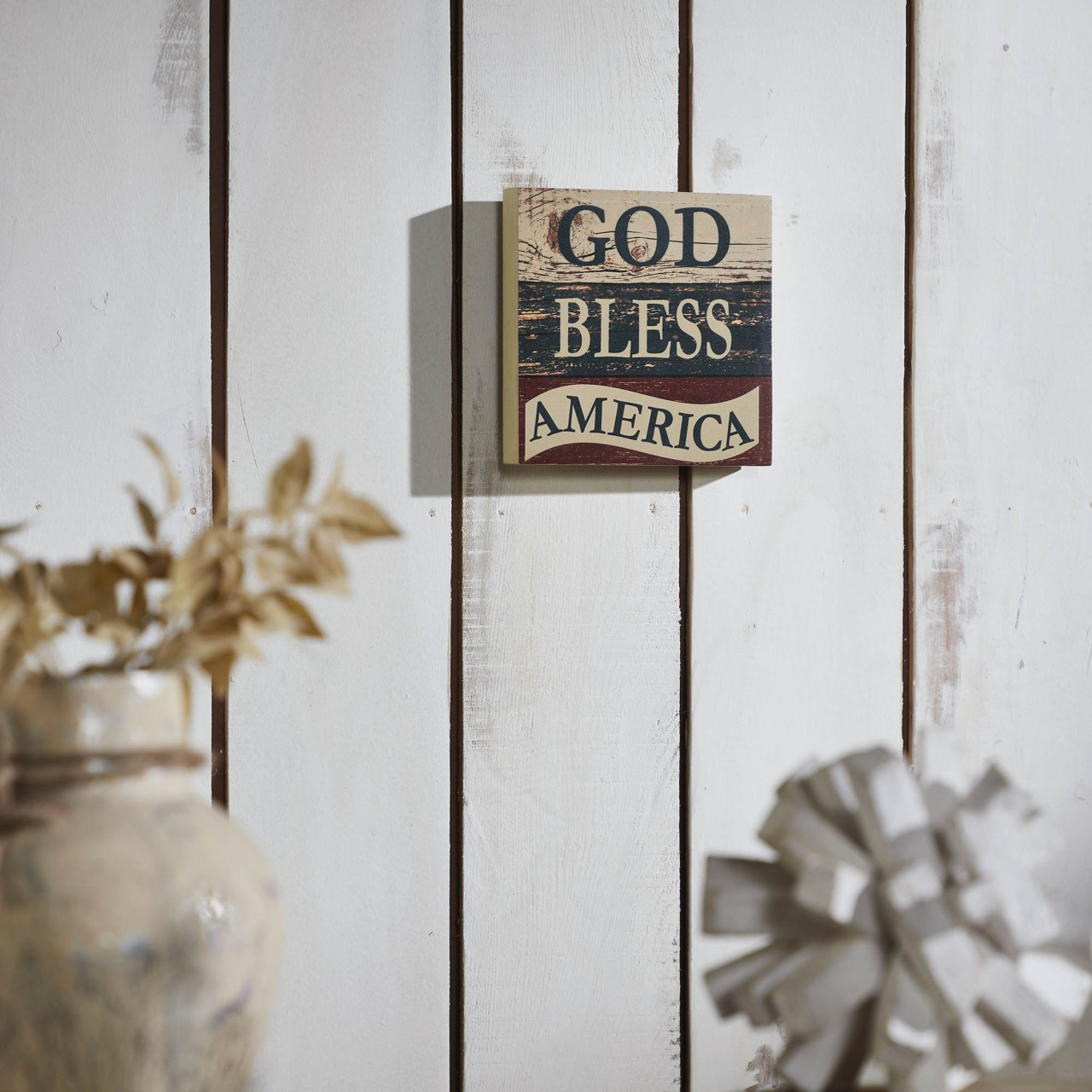 God Bless America Block Sign - 6x6 - Country Village Shoppe
