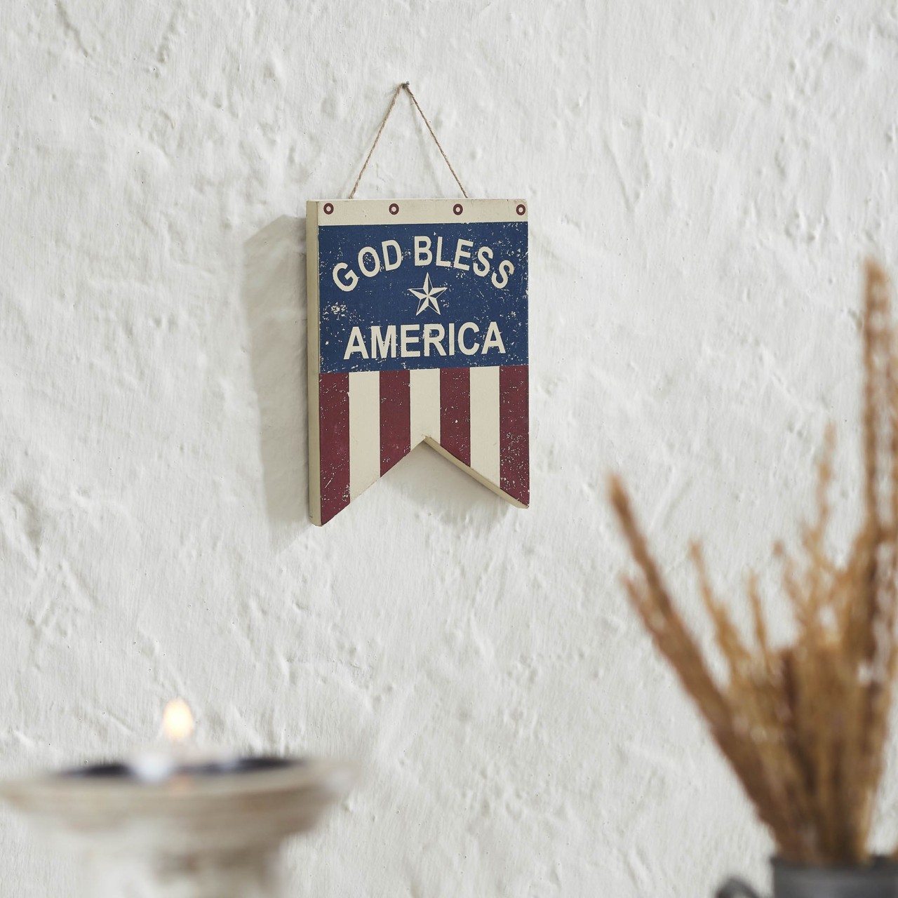 God Bless America Dovetail Flag Wall Sign - 6x8 - Country Village