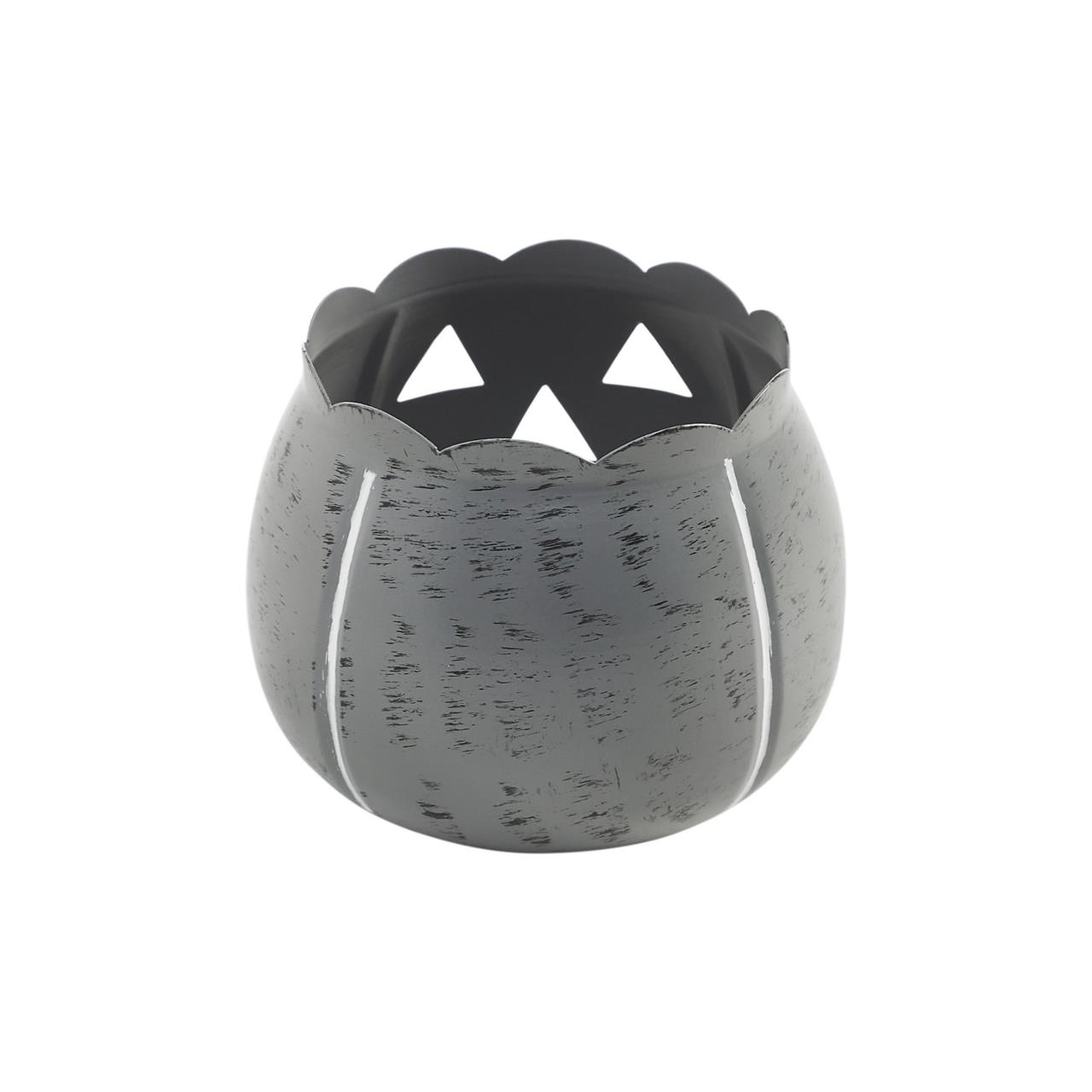 Jack O Lantern Candle Holder - Antique Grey 5.25x4.25
