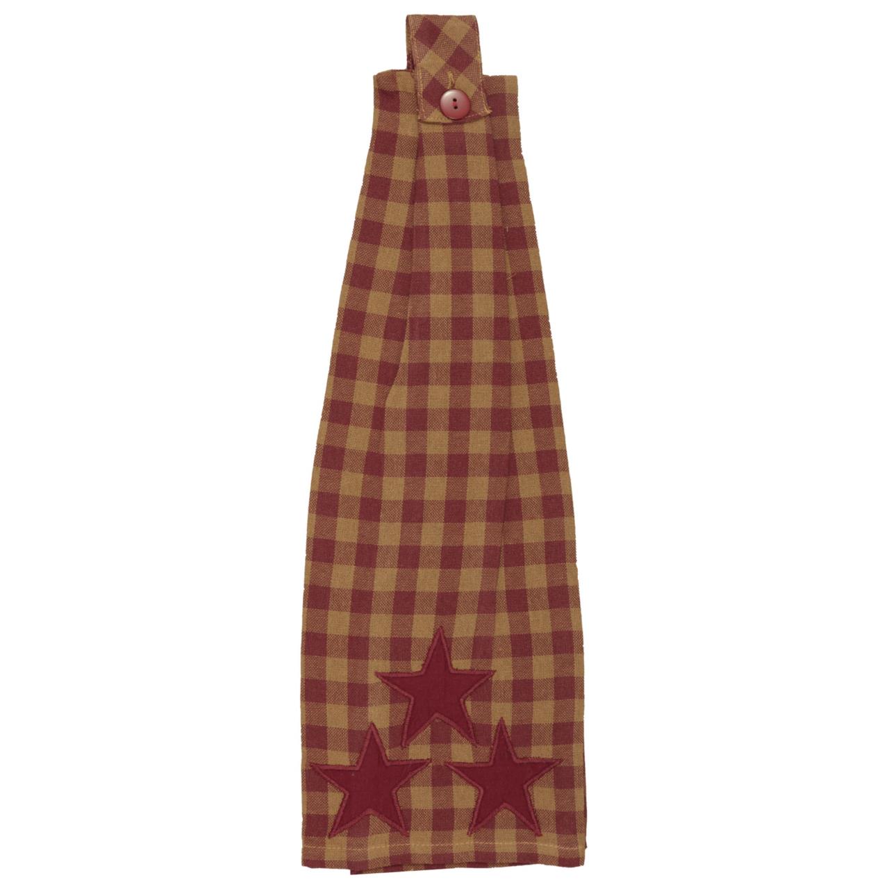 Burgundy Star Button Loop Tea Towels