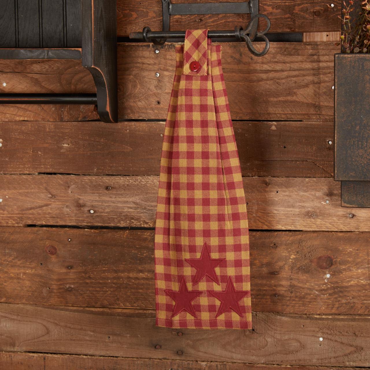 Burgundy Star Button Loop Tea Towels - Thumbnail 2