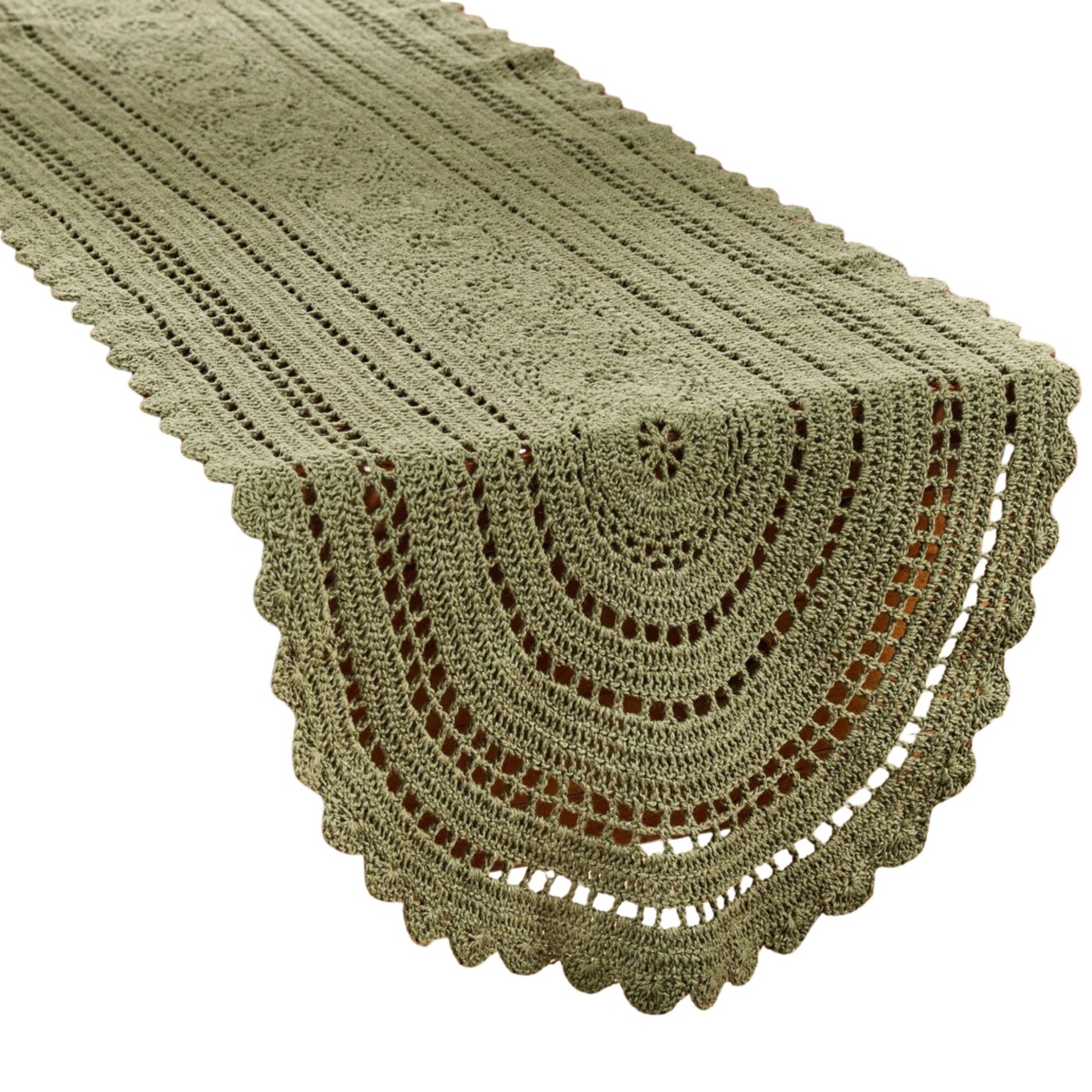table runner 金彩「瑞雲」　帯リメイク Addison Crochet Matcha Green Table Runners - Country Village Shoppe
