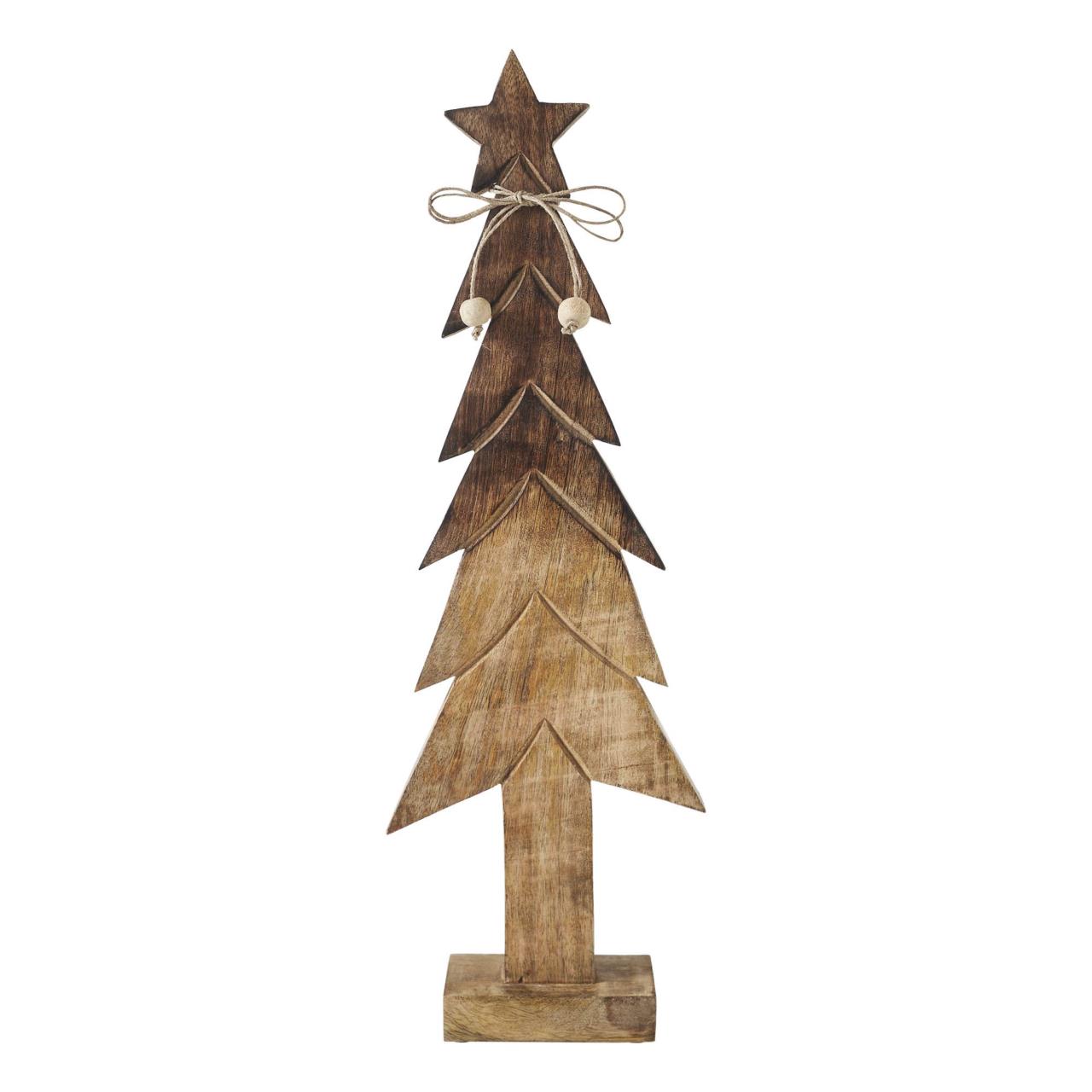 Christmas Tree Wooden Natural Figurine - 6.5x19.75 - Country