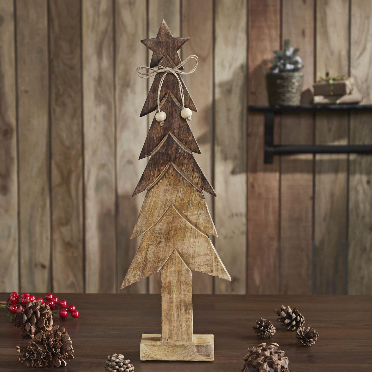  Original Christmas Tree Sサイズ Christmas Tree Wooden Natural Figurine - 6.5x19.75 - Country