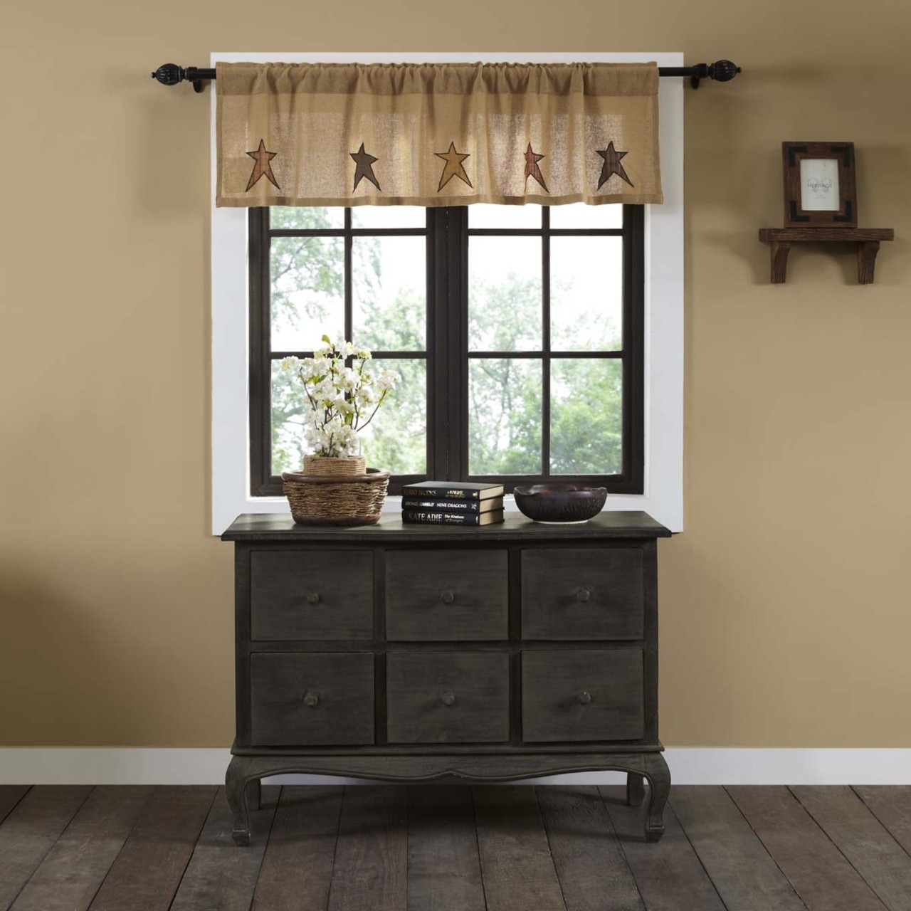 Stratton Burlap Valance - Applique Star