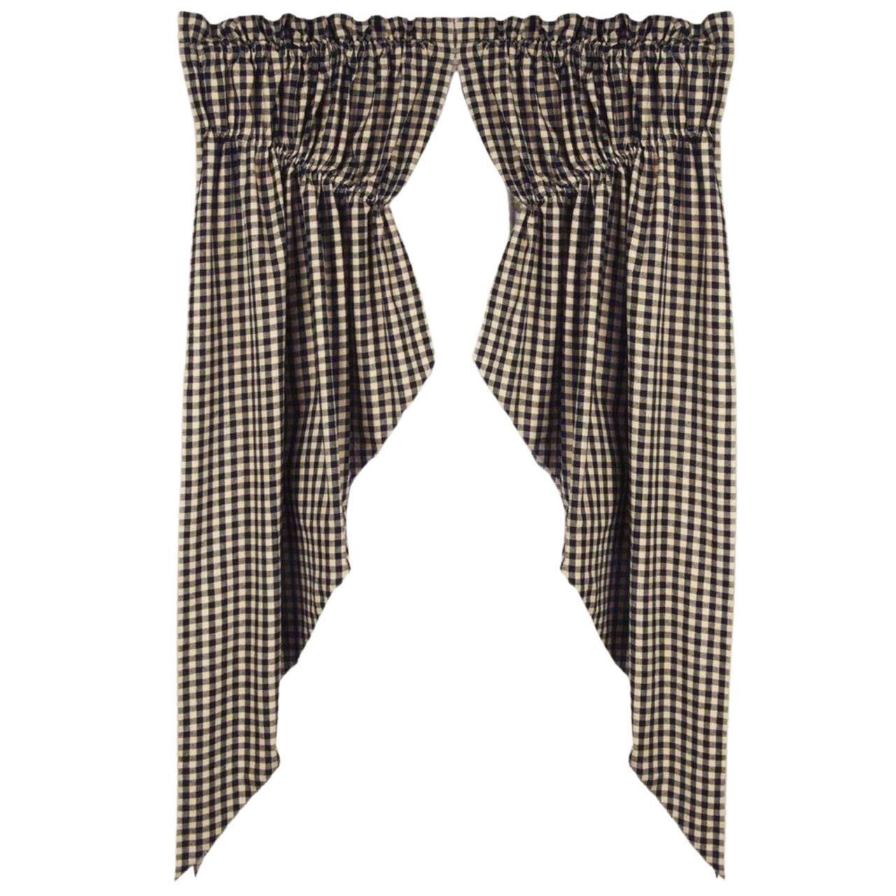 Heritage House Check Black Prairie Gathered Curtains