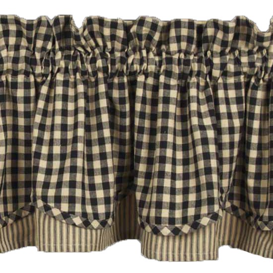 Heritage House Check Black Valance - Lined Layered - Thumbnail 2