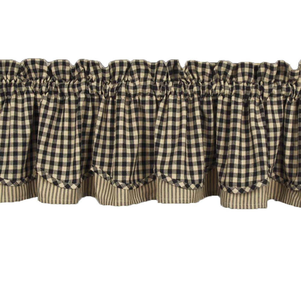 Heritage House Check Black Valance - Lined Layered