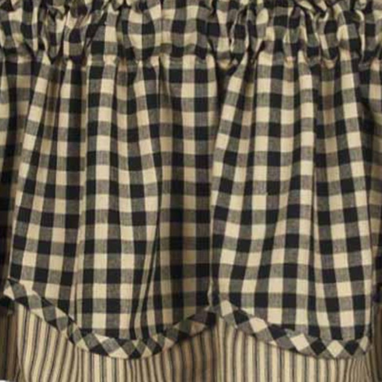 Heritage House Check Black Valance - Lined Layered - Thumbnail 3