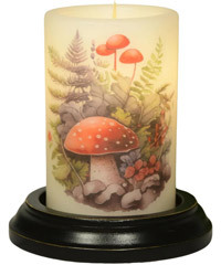 Candle Sleeve - Crimson Capped Mushrooms