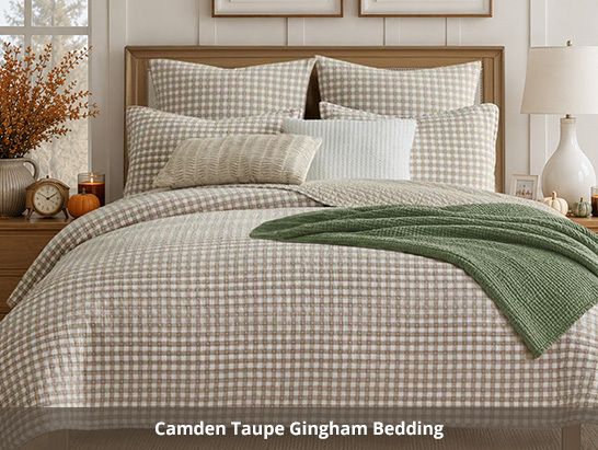 Camden Taupe Gingham Bedding