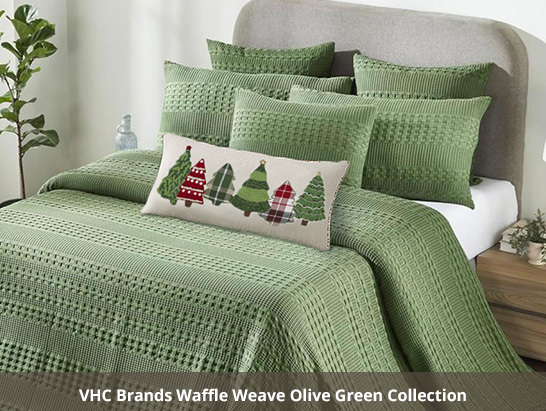 Waffle Weave Olive Green Bedding