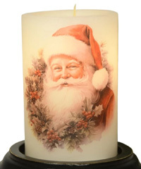 Candle Sleeve - Cheerful Santa Wreath