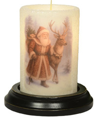 Candle Sleeve - Santa & Reindeer In Woods