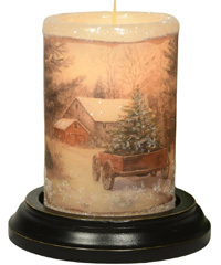 Candle Sleeve - Vintage Snowy Farm