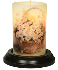 Candle Sleeve - White Daisy Basket
