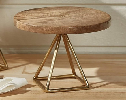 Wood Gold Triangle Serving Stand