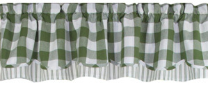 Buffalo Check Sage Lined Layered Valance