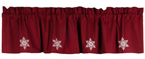 Snowflake Barn Red  Valance
