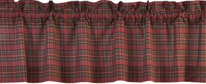 Burlap Stripe Barn Red Valance 