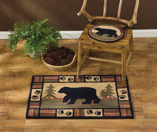 Adirondack Bear Hooked Rug - 2x3 - Country Village Shoppe