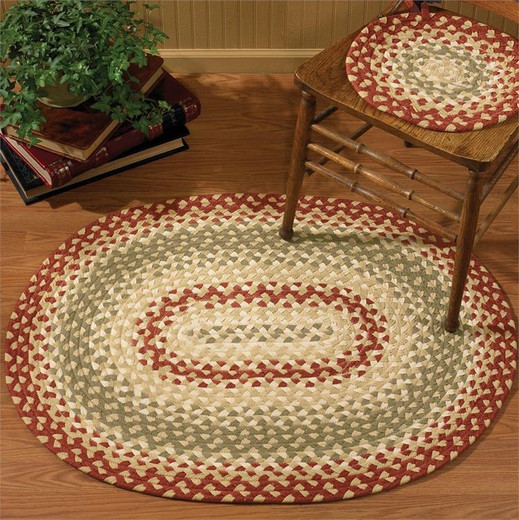 Thistle Green/Country Red Traditional Braided Rugs - Oval Only – Cattail  Cottage